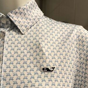 NEW Ladies’ golf Vineyard Vines performance polo, size XS, cute golf cart print